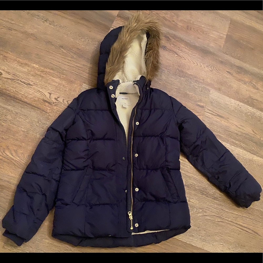 Navy Blue Size XL 14 girls Jacket with hood